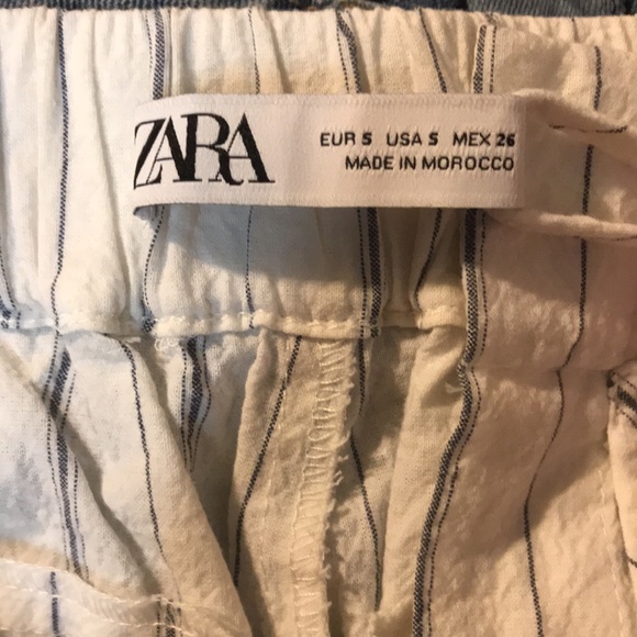 Zara cloth blue pin stripped shorts with draw strings Size S - Picture 5 of 6